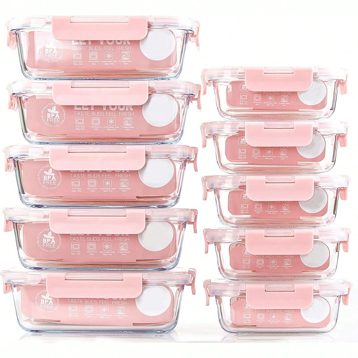 Food Storage Oven Safe - 10-delige set glazen maaltijdverpakkingen, luchtdichte voedselcontainers