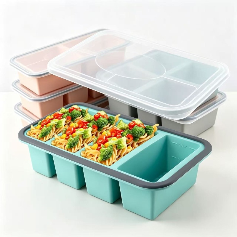 Food Storage Meals - Siliconen vriesvormen met deksel, ijsblokjesbakjes voor