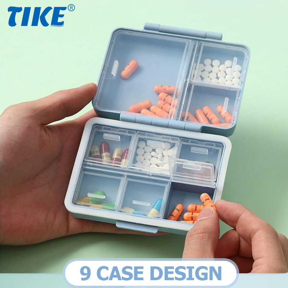 Food Storage With Dividers - 9-compartimenten reispillenorganizer, dagelijkse pillendoos, kleine pillendoos