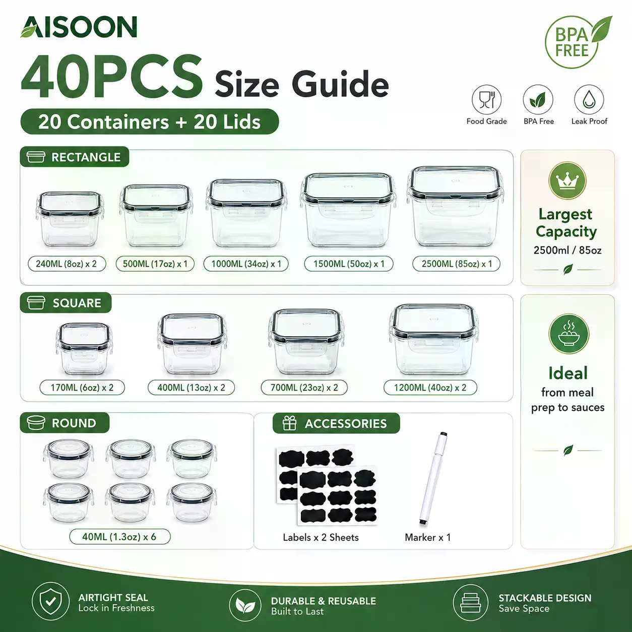40 stuks extra grote 85oz sili - Food Storage Meals recensie en prijs