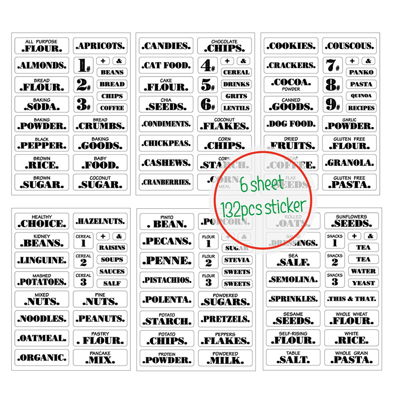132Pcs Keuken Voedsel Stickers - Food Storage Labels recensie en prijs
